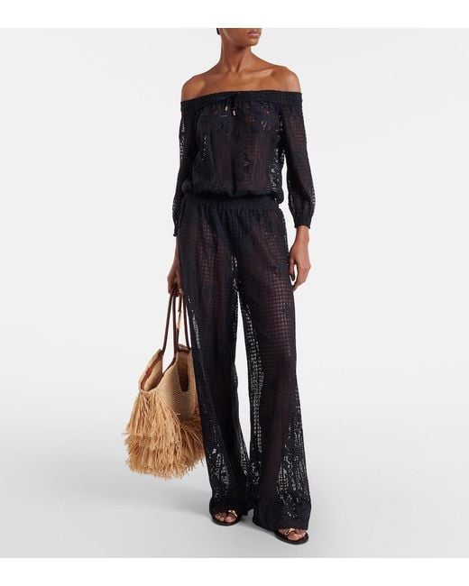 Melissa Odabash Black Tully Crochet Jumpsuit