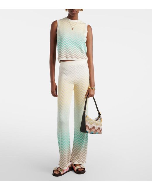 Missoni Metallic Soft Zigzag Leather-Trimmed Shoulder Bag