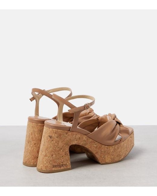 Jimmy Choo Metallic Plateausandalen Heloise 95 Aus Leder