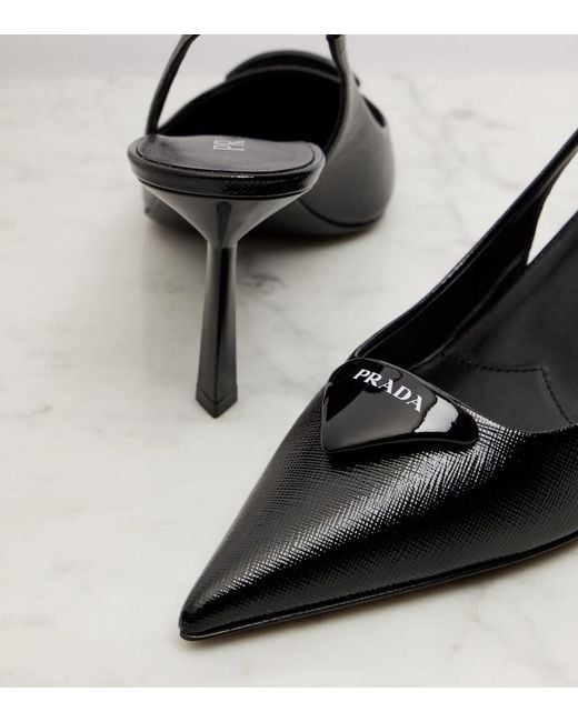 Prada Black Slingback-Pumps Aus Leder