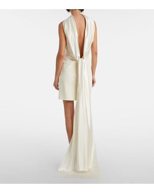 Danielle Frankel White Bridal Mimi Wool-Blend Minidress