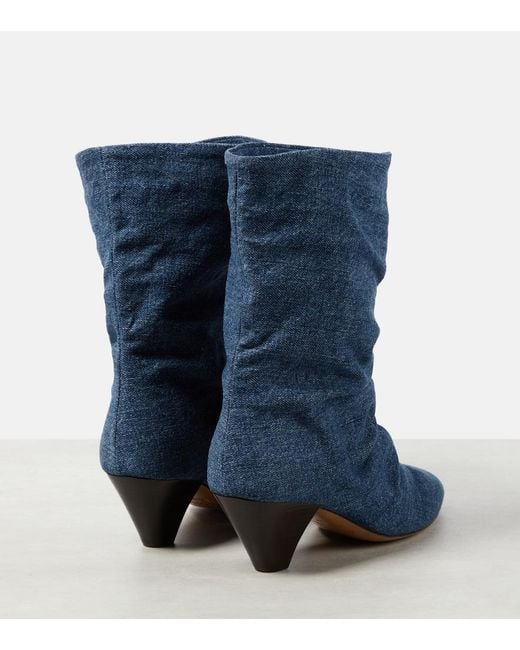 Isabel Marant Blue Reachi Denim Ankle Boots