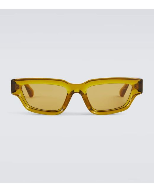 Bottega Veneta Yellow Rectangular Sunglasses for men