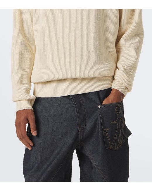 J.W. Anderson Natural Ribbed-Knit Wool And Cotton Sweater for men