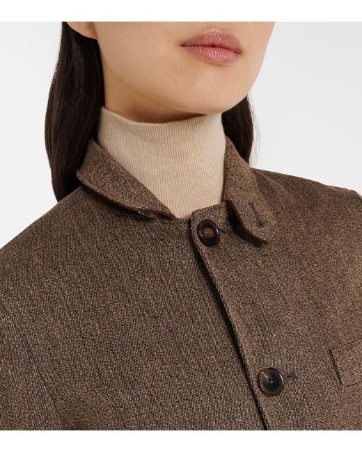 Loro Piana Brown Suede-Trimmed Linen Jacket