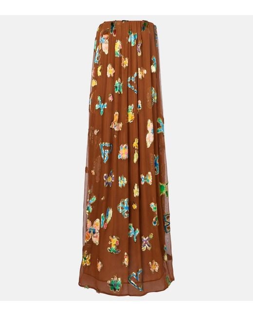 ALÉMAIS Brown Silk-Blend Gown