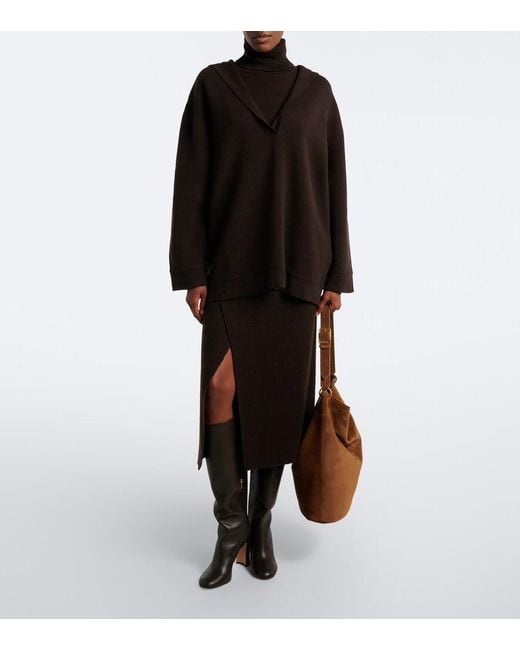 Jardin Des Orangers Black Hooded Wool And Cashmere Sweater