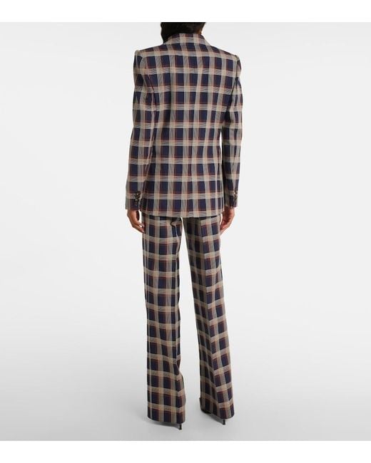 Etro Blue Maxi Check Tweed Jacket