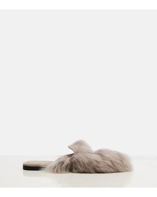 Dolce & Gabbana Gray Shearling Mules