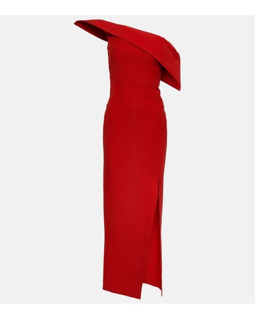 Robe longue asymetrique en laine et soie Roland Mouret en coloris Red
