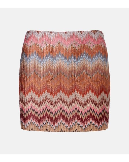 Missoni Red Zigzag Lame Miniskirt
