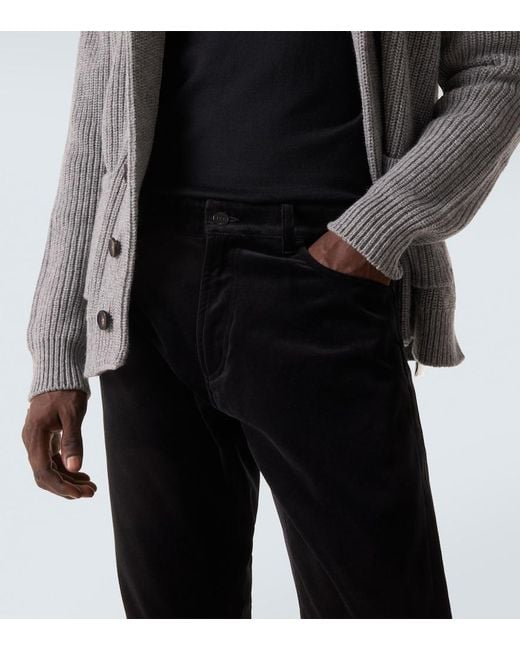 Ralph Lauren Black Mid-Rise Cotton Velvet Slim Pants for men