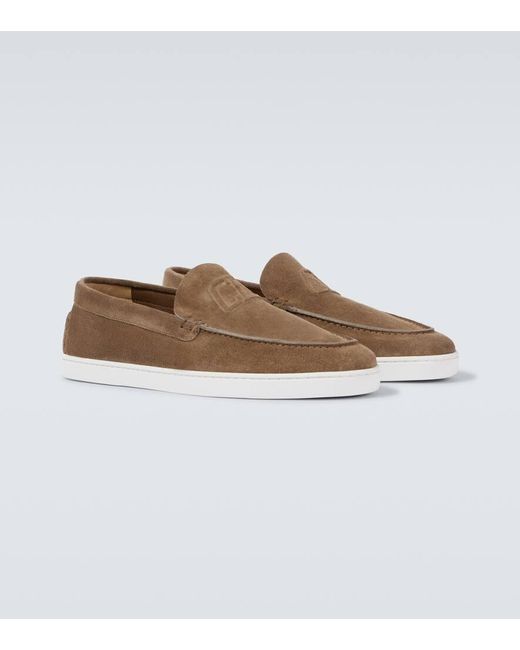 Christian Louboutin Slip-Ons Varsiboat Aus Veloursleder in Brown für Herren