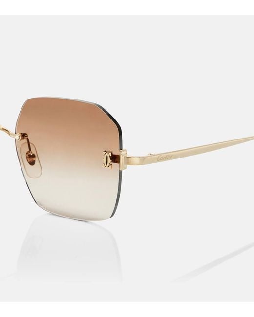 Occhiali Da Sole Squadrati Signature C di Cartier in Brown
