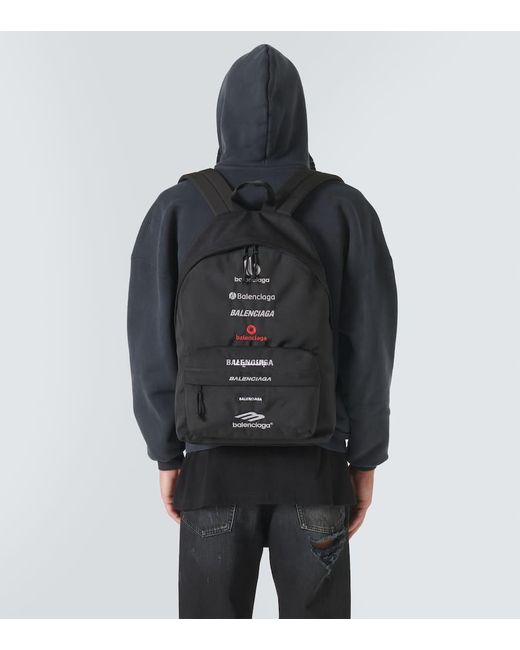 Balenciaga Black Explorer Logo Backpack for men