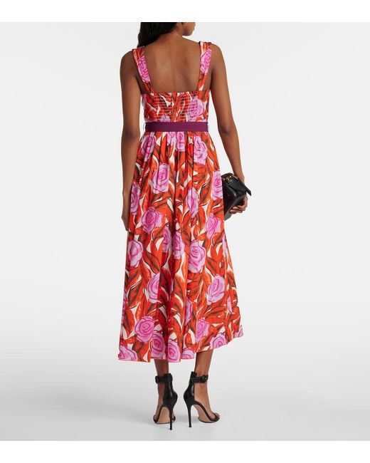 Diane von Furstenberg Red Artie Cotton-Blend Midi Dress