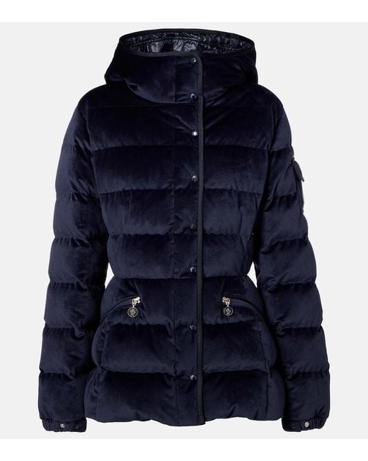 Moncler Blue Barante Velour Twill Down Jacket