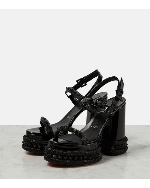 Christian Louboutin Black Superaclou 130 Patent Platform Sandal