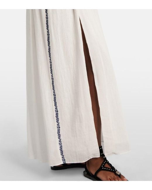 Isabel Marant White Liviane Embroidered Cotton Maxi Dress