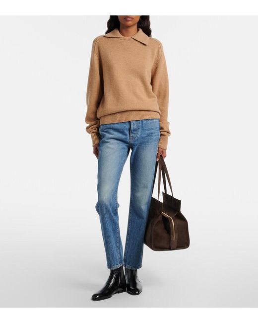 Khaite Blue Finley Cropped Straight Jeans