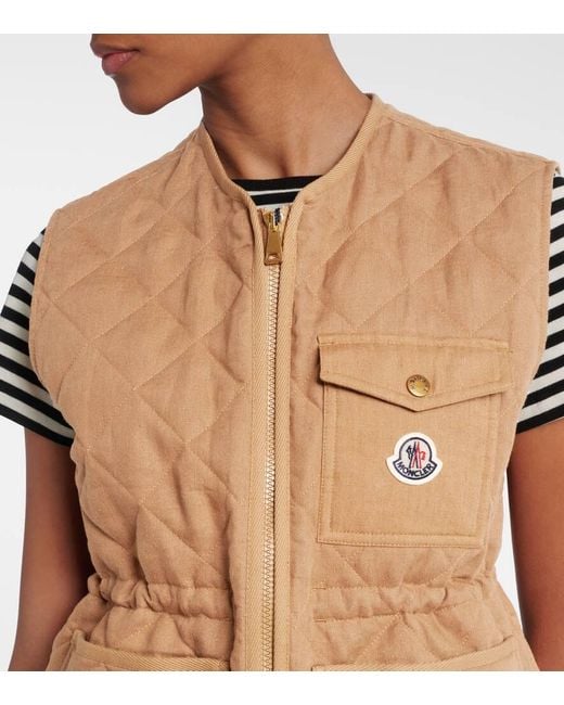 Moncler Natural Vigny Quilted Linen Vest