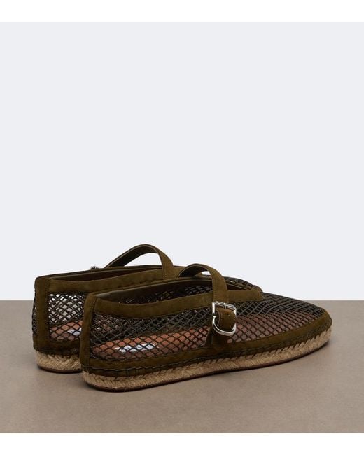 Alaïa Brown Suede-Trimmed Fishnet Espadrilles