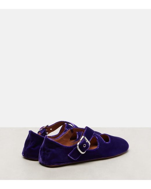 Alaïa Purple Velvet Ballet Flats