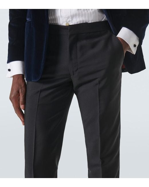 Rubinacci Blue Modluca Wool Tuxedo Pants for men