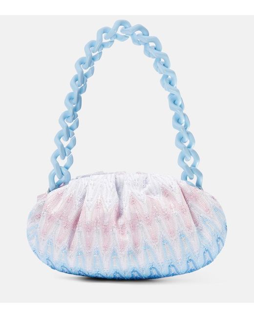 Missoni Blue Zigzag Sequined Shoulder Bag