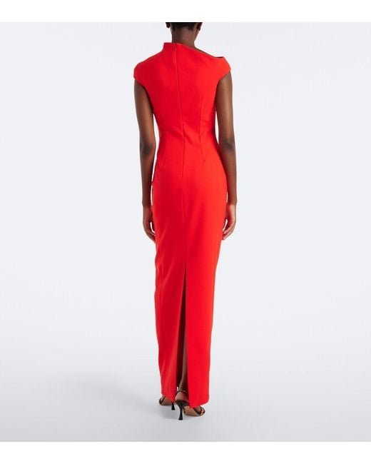 Solace London Red Arion Asymmetric Crepe Gown