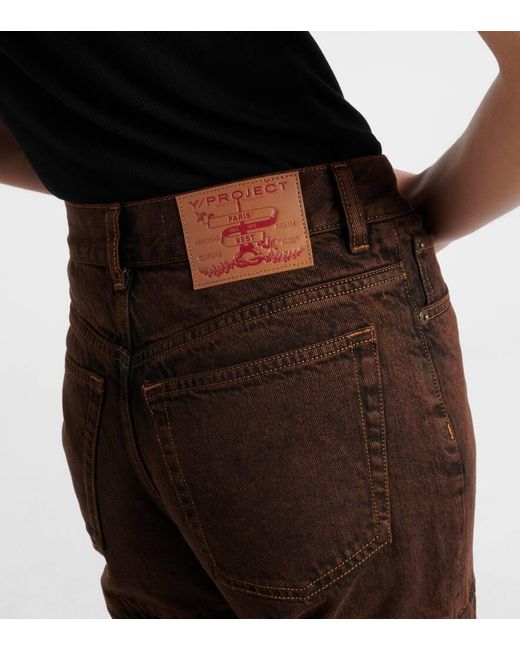 Jeans anchos de tiro alto a capas Y. Project de color Brown