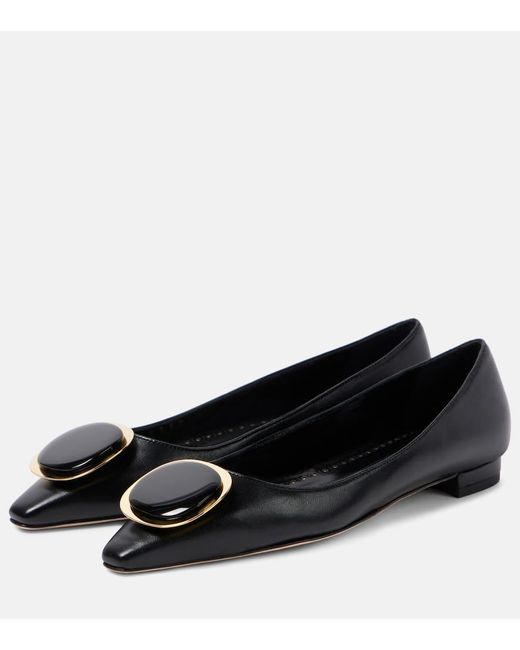 Manolo Blahnik Black Chiaran Leather Ballet Flats