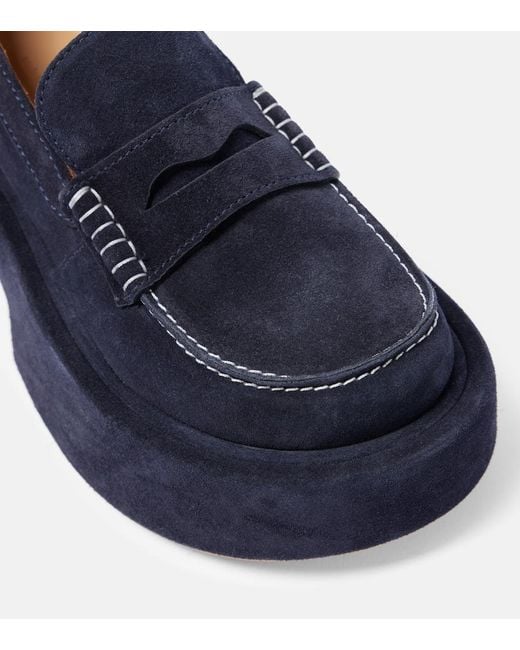 J.W. Anderson Blue Suede Platform Penny Loafers