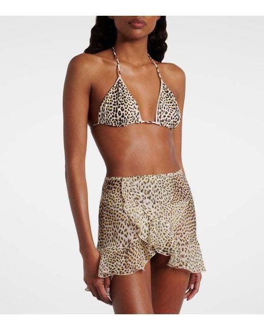 Roberto Cavalli Natural Leopard-Print Silk Beach Cover-Up