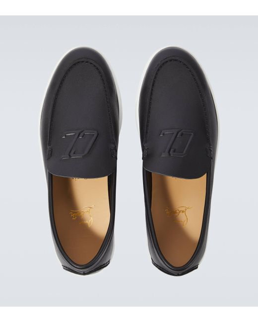 Christian Louboutin Black Varsiboat Leather Loafers for men