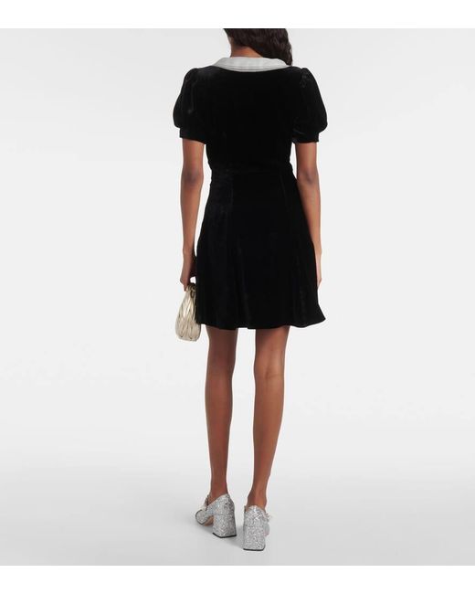 Robe En Velours Et Soie Miu Miu en coloris Black