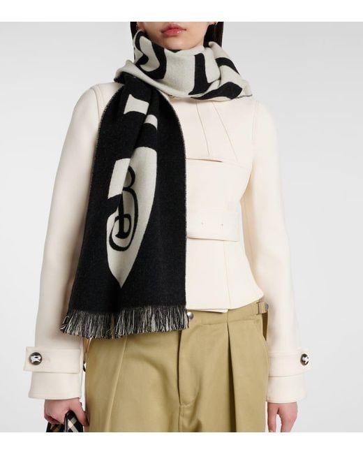 Burberry Black Reversible Wool Scarf