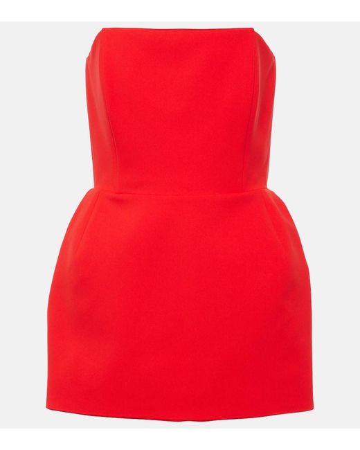 Magda Butrym Red Strapless Crepe Bustier Dress