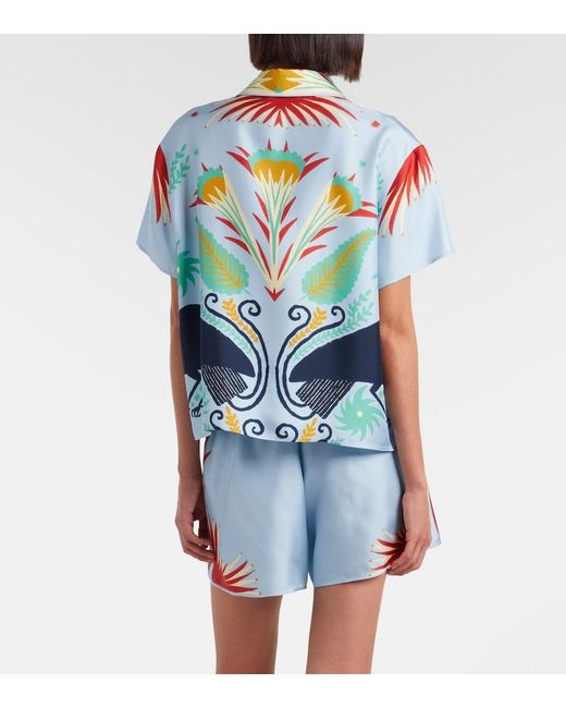 Etro Blue Printed Silk Pajamas