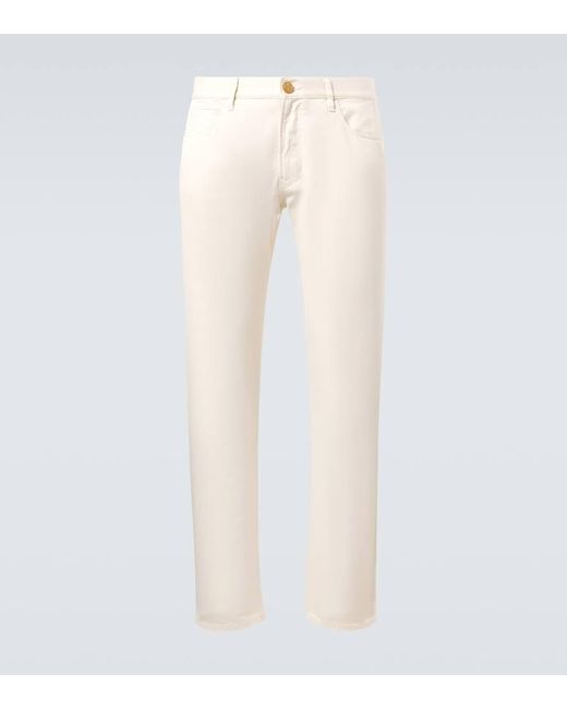 Giorgio Armani Natural Cotton And Silk Straight Pants for men