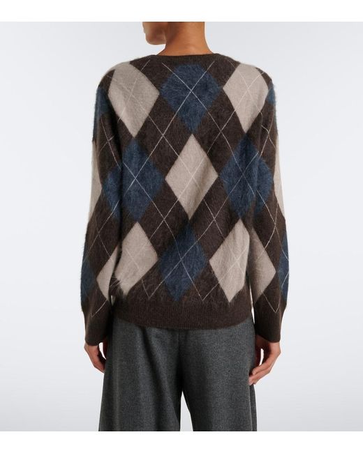 Lisa Yang Black Margy Argyle Cashmere Sweater