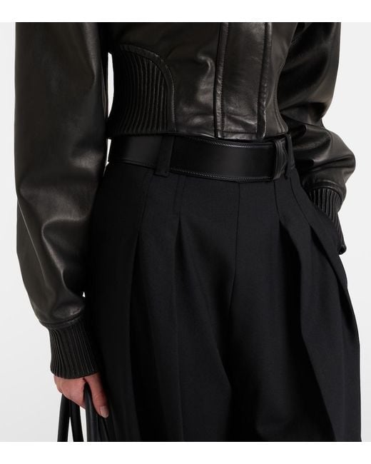 Sportmax Black Ossido Leather Blouson Jacket