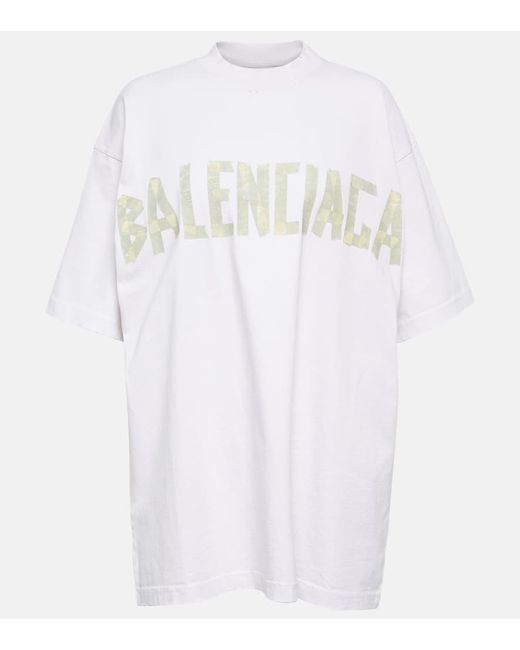 Balenciaga White T-Shirt Tape Type aus Baumwoll-Jersey