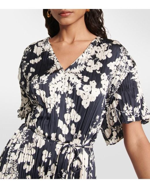 Vince Black V-Neck Floral Belted Minidress