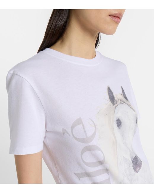 Chloé White Logo Cotton Jersey T-Shirt