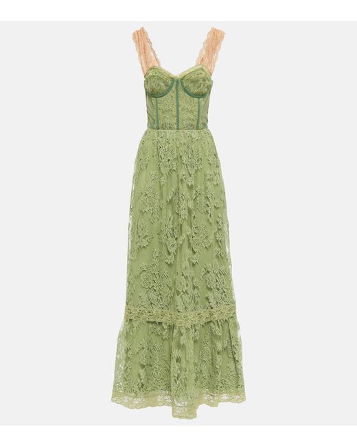 Vestido de fiesta con encaje floral Gucci de color Green