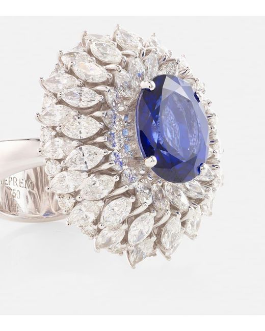 Anillo Reign Supreme de oro blanco de 18 ct con zafiro y diamantes YEPREM de color Blue