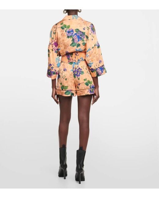 Off-White c/o Virgil Abloh Orange Floral Jacquard Pajama Shorts