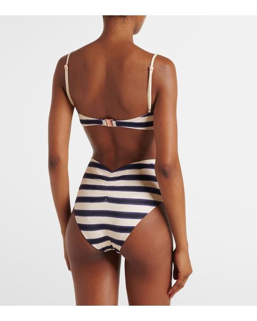 Johanna Ortiz Blue Striped Bikini Top