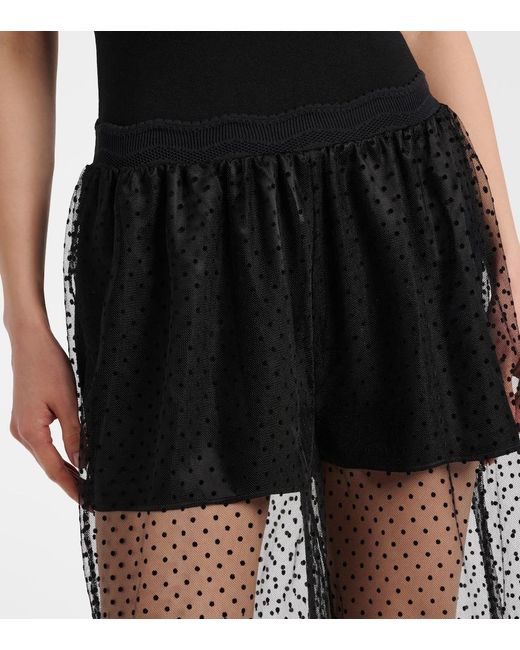 Alaïa Black Polka-Dot Mesh Wide-Leg Pants